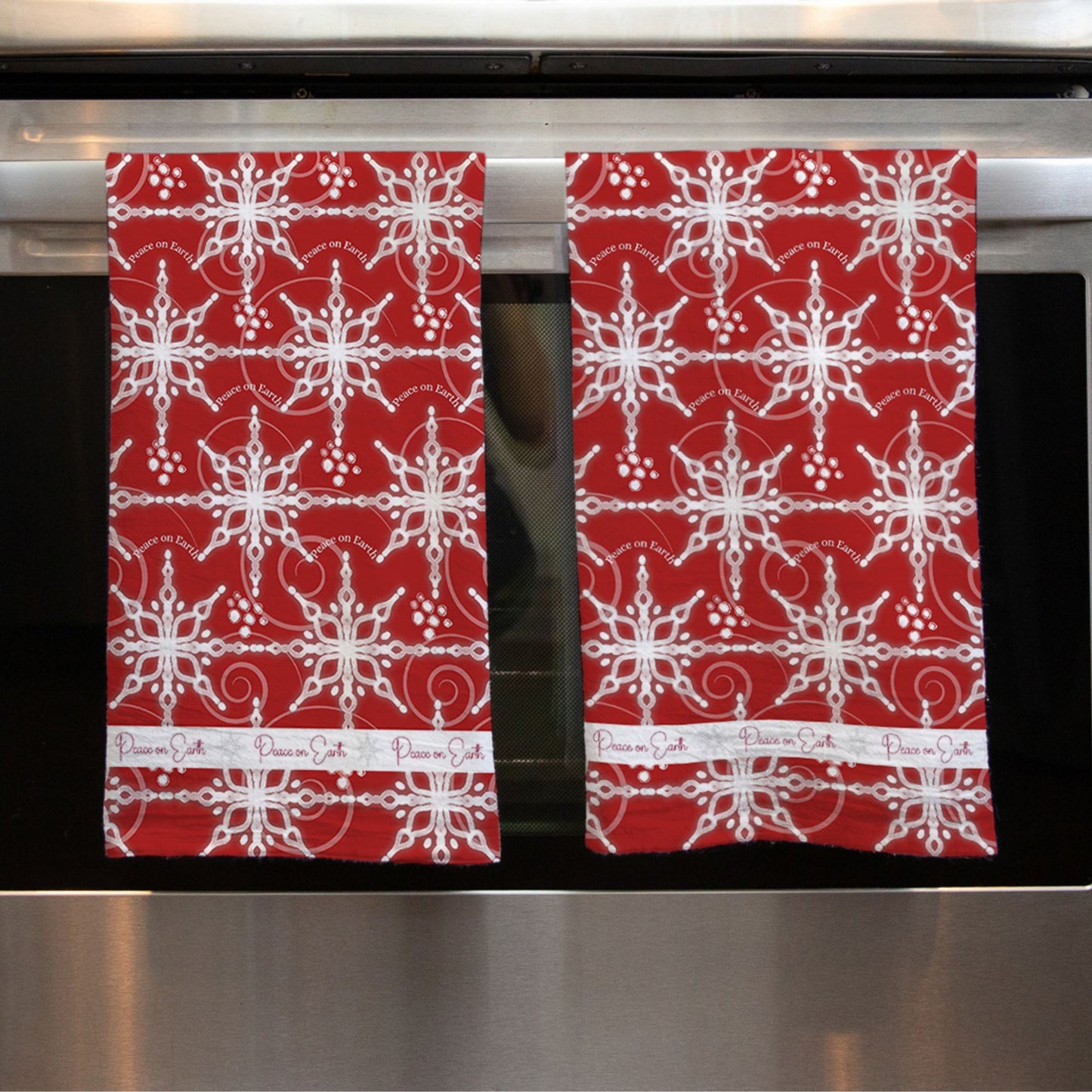 Red Peace on Earth Tea Towel