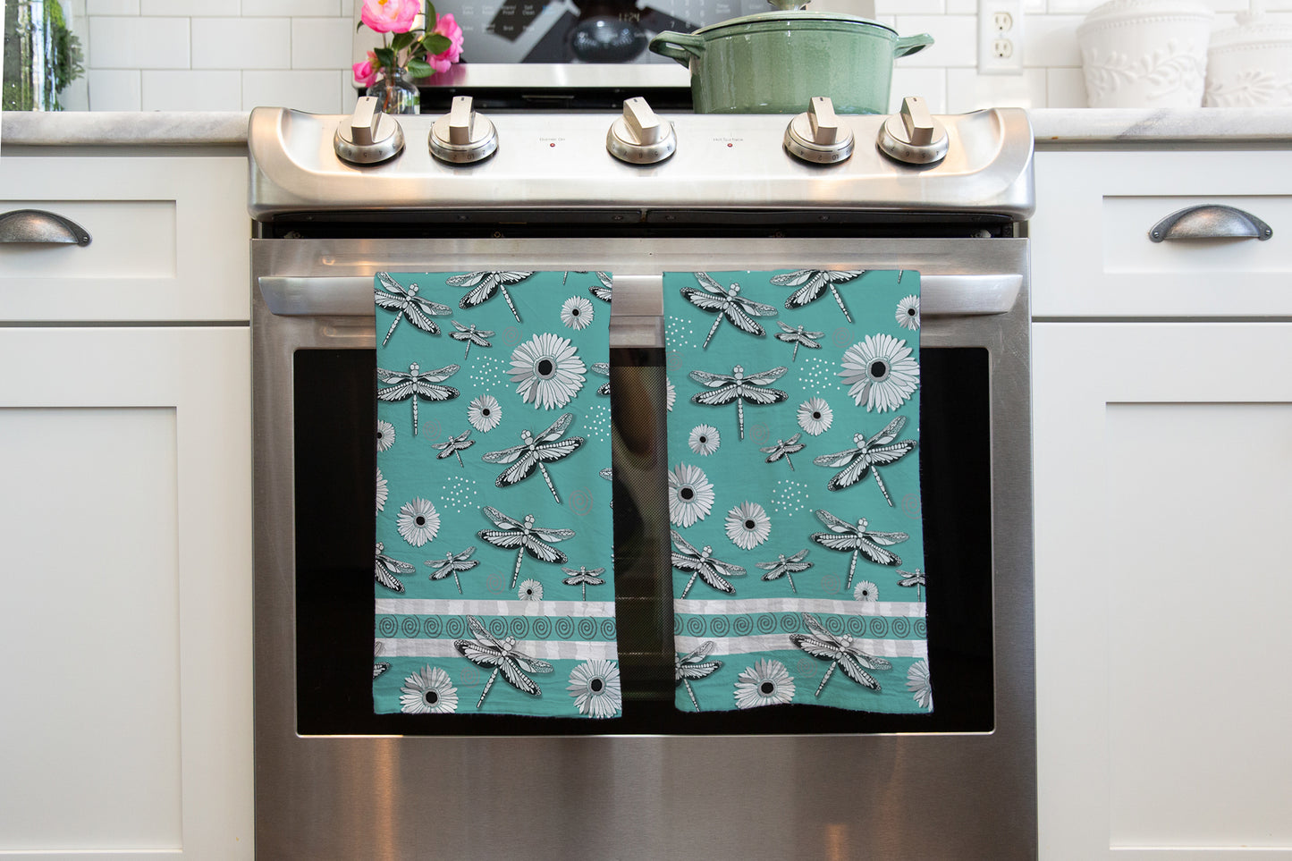 Dragonfly Aqua Tea Towel