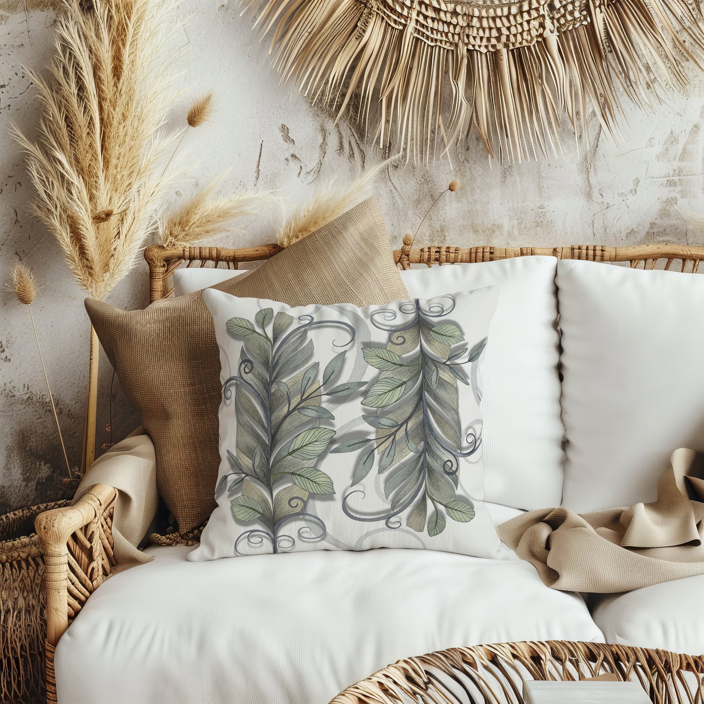 Sage Plume Pillow Cover