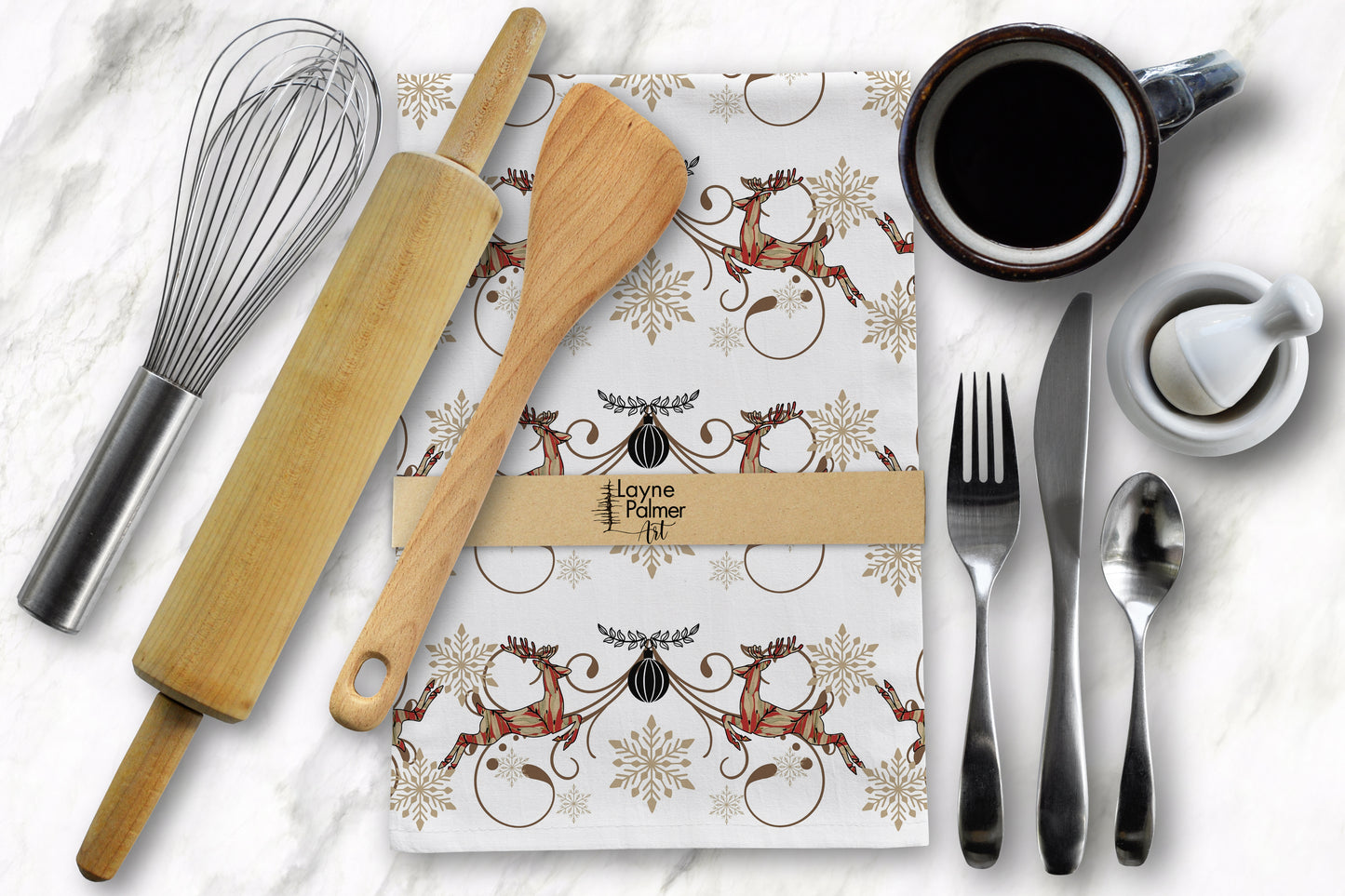Reindeer Frolic Tea Towel