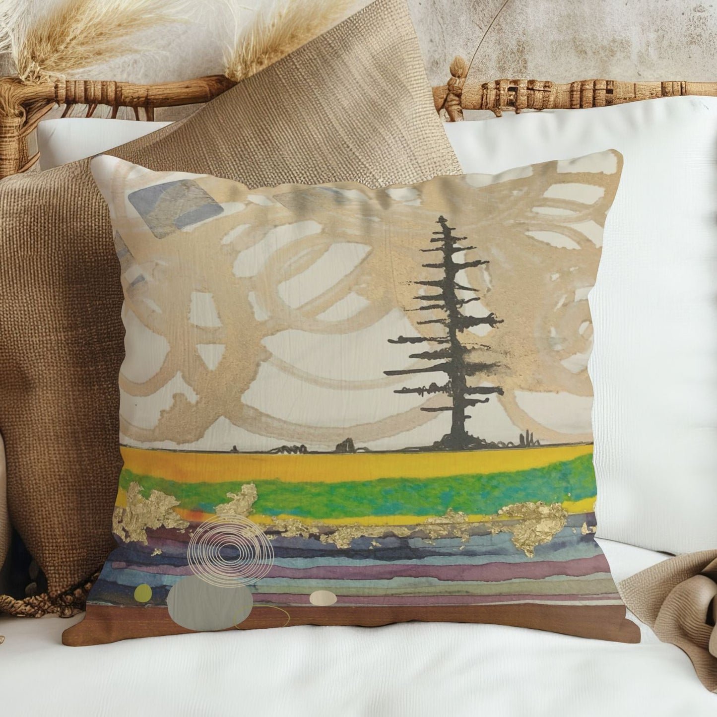 Gold Swirl Pillow Cover