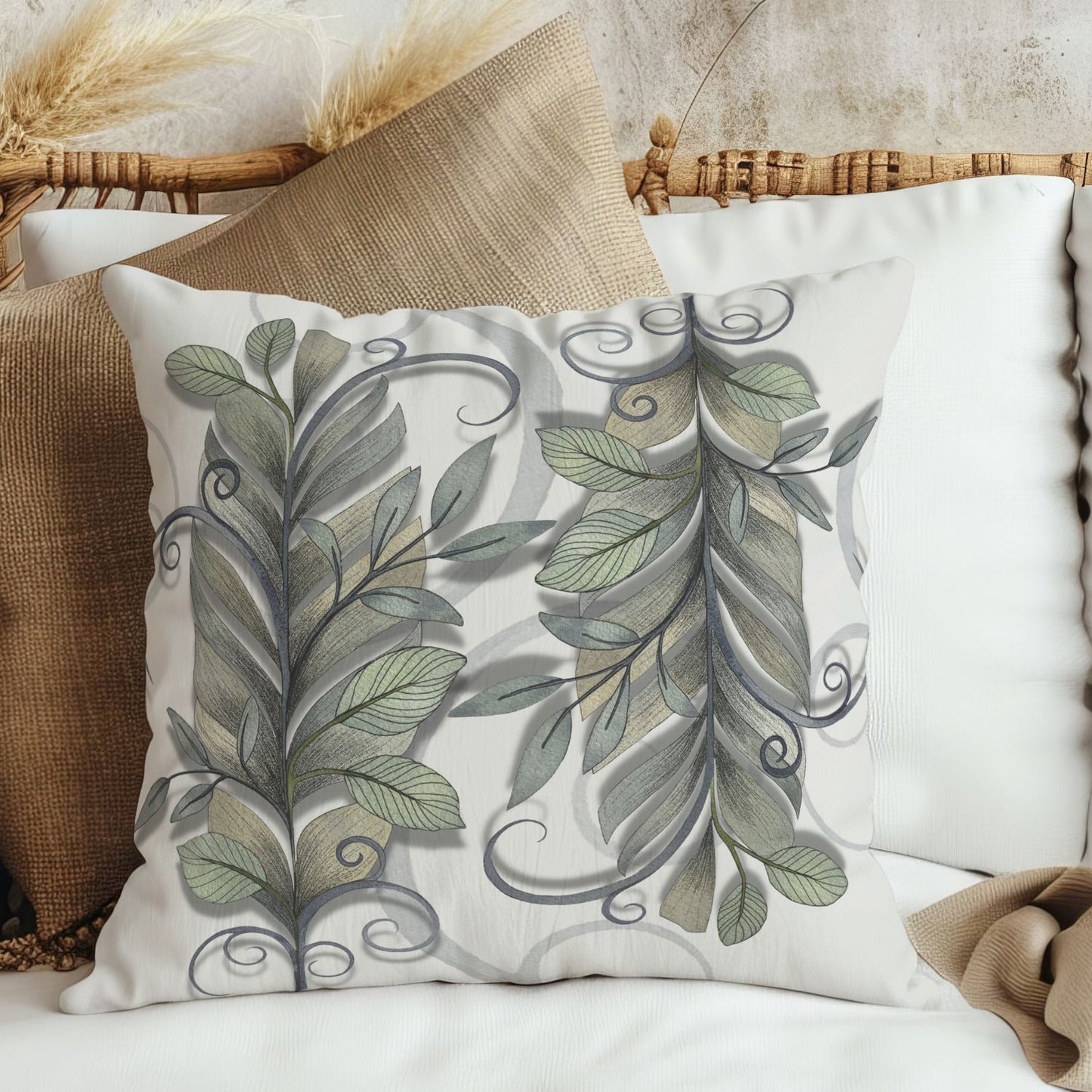 Sage Plume Pillow Cover