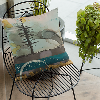 Gold Swoosh Tree Pillow Cover