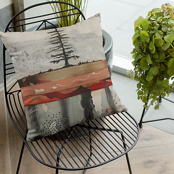 Red Spill Tree Pillow Cover