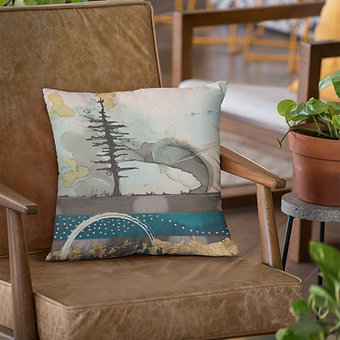 Gold Swoosh Tree Pillow Cover