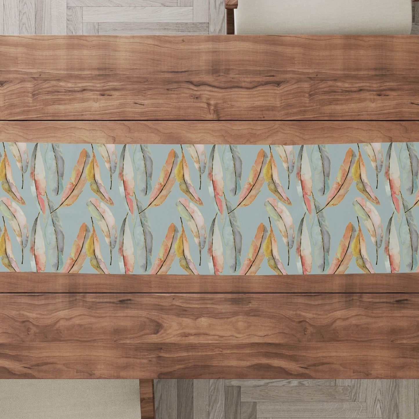 Blue Feather Whimsy Runner