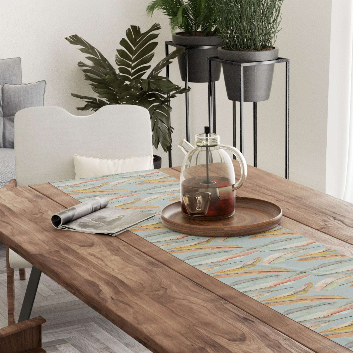 Blue Feather Whimsy Runner