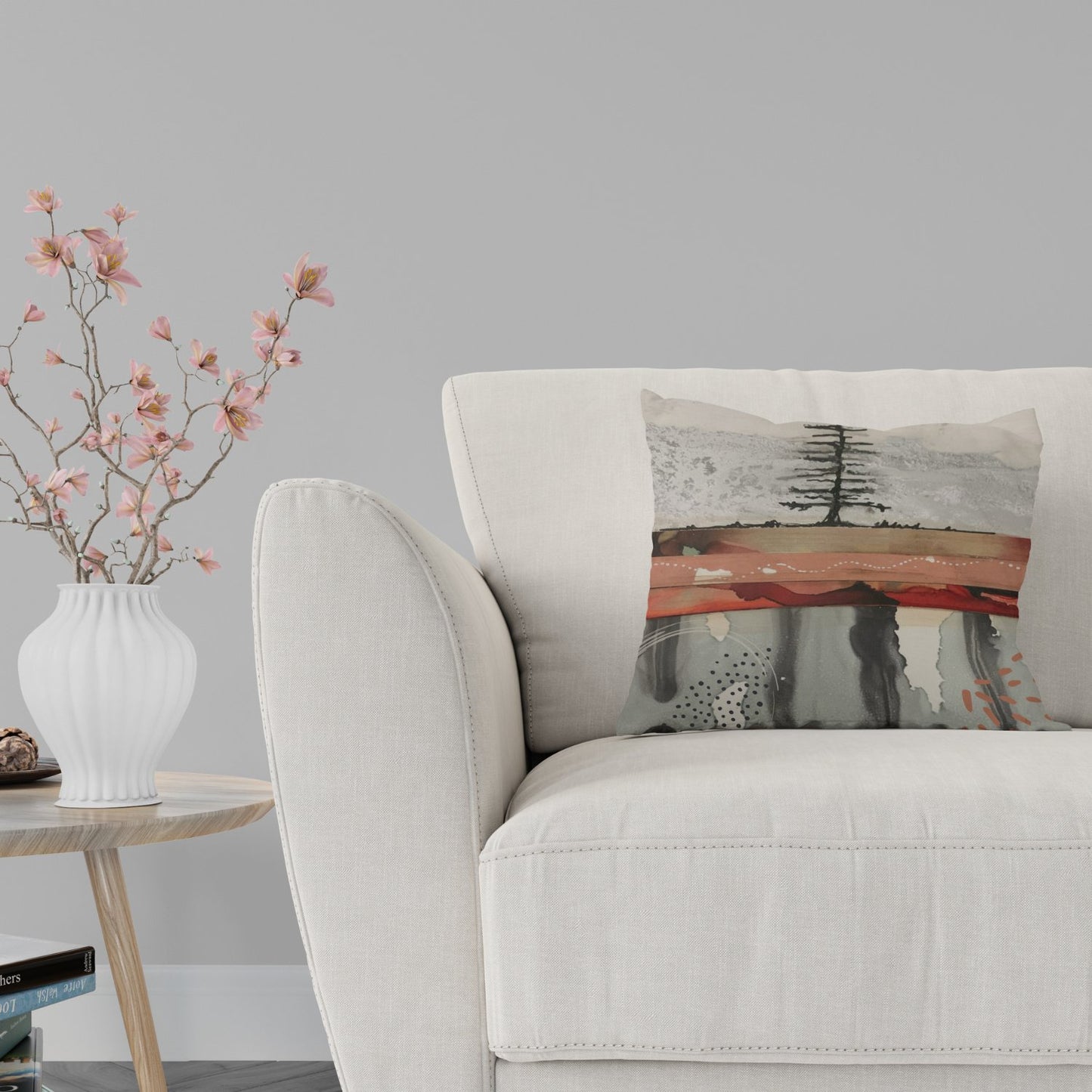 Red Spill Tree Pillow Cover