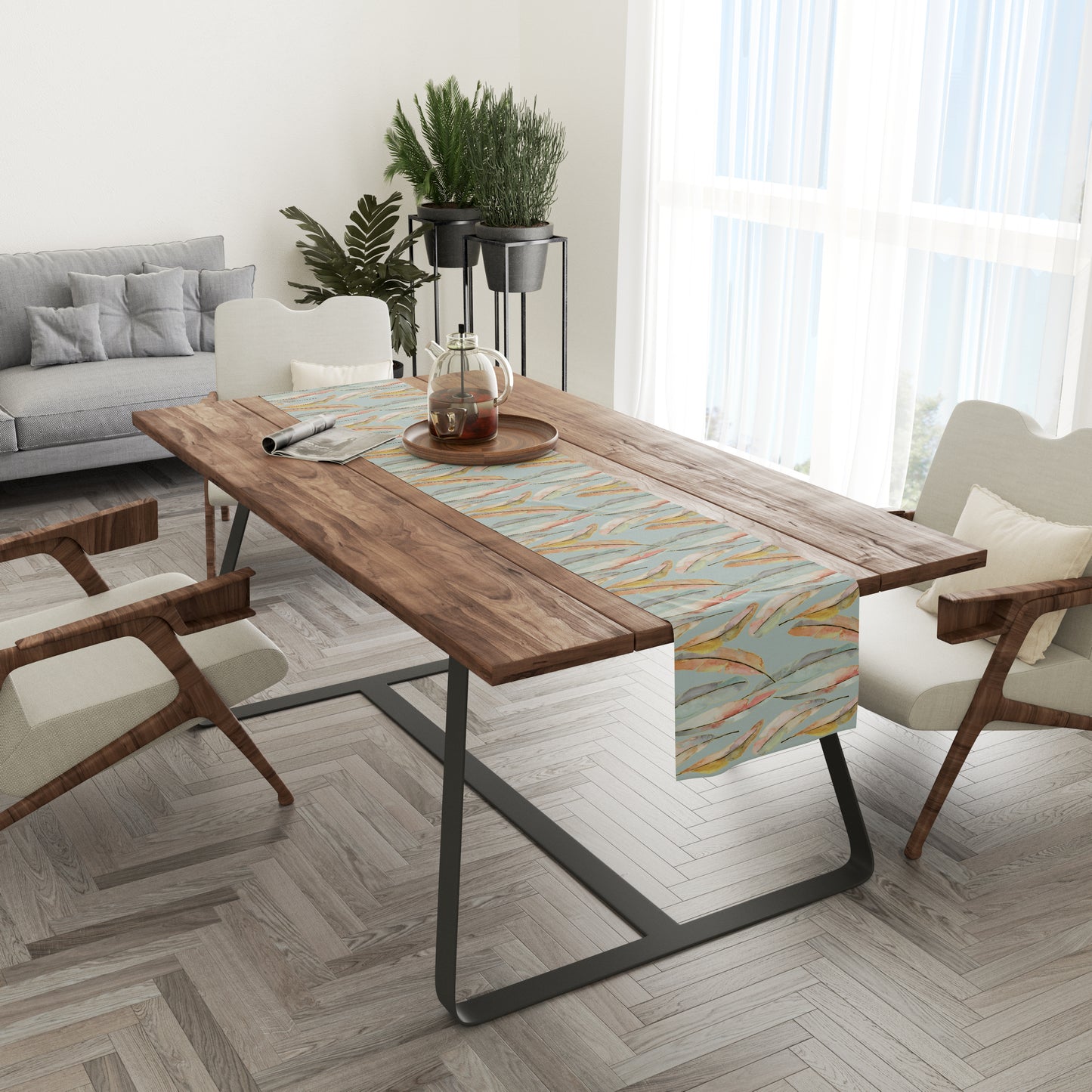 Blue Feather Whimsy Runner