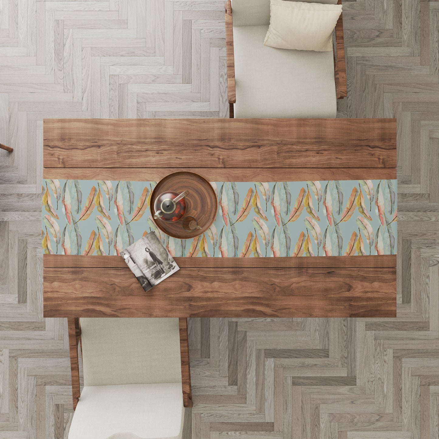 Blue Feather Whimsy Runner