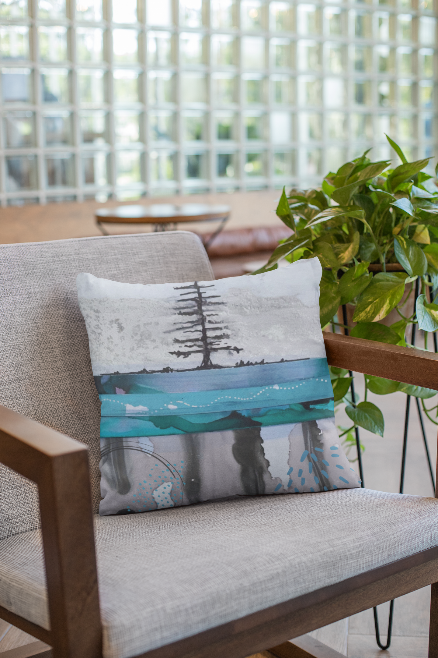 Blue Spill Tree Pillow Cover