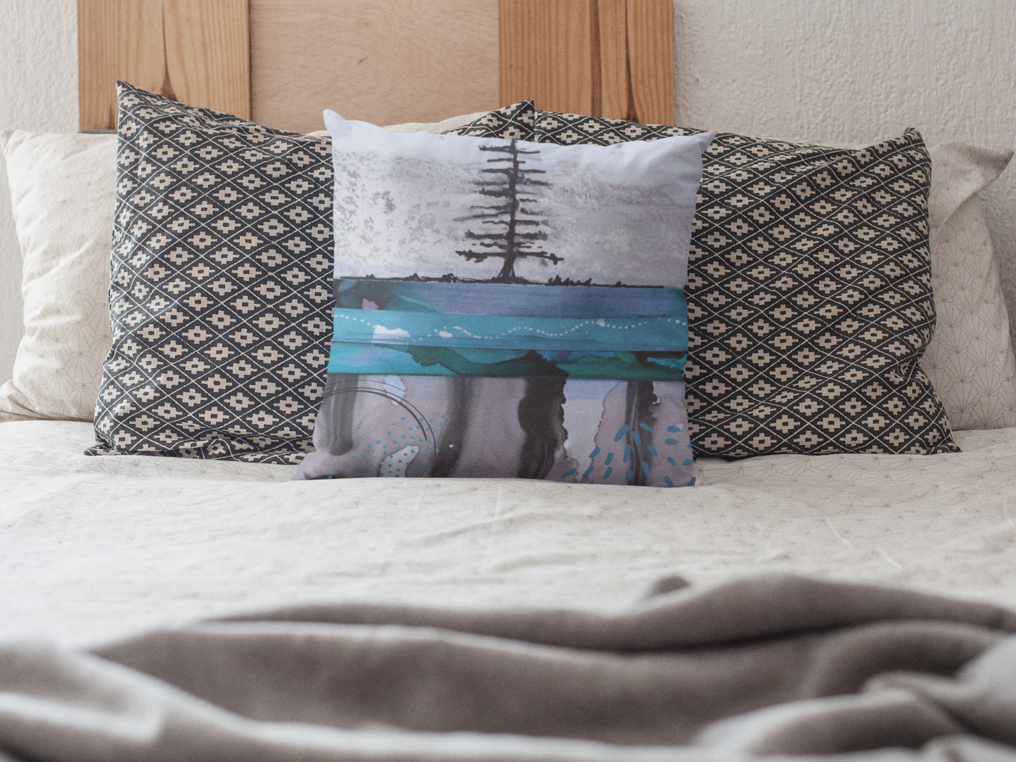 Blue Spill Tree Pillow Cover