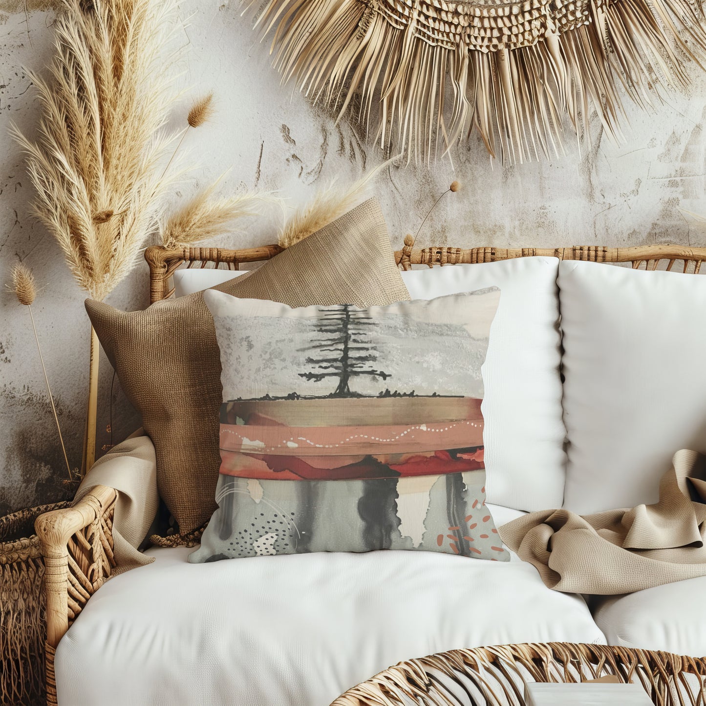 Red Spill Tree Pillow Cover