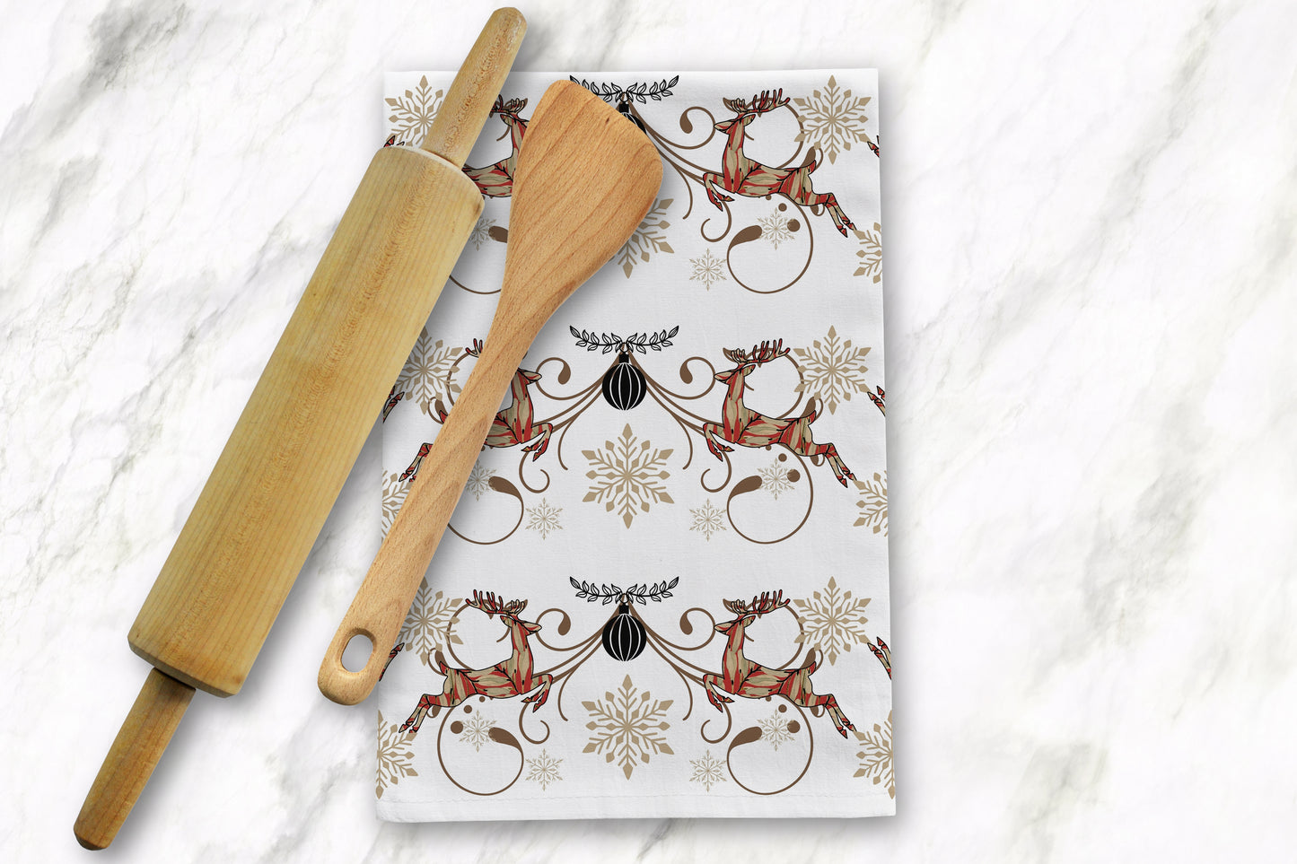 Reindeer Frolic Tea Towel
