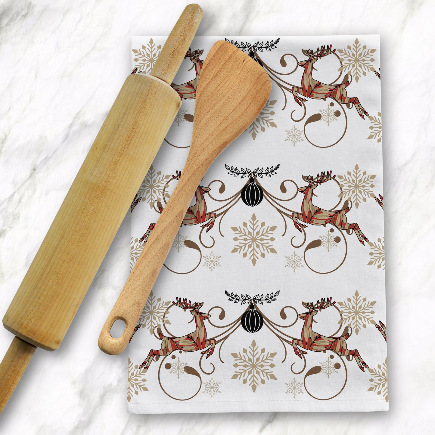Reindeer Frolic Tea Towel