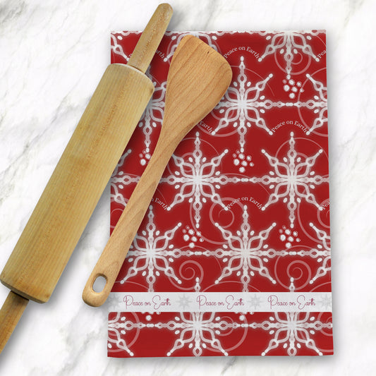 Red Peace on Earth Tea Towel