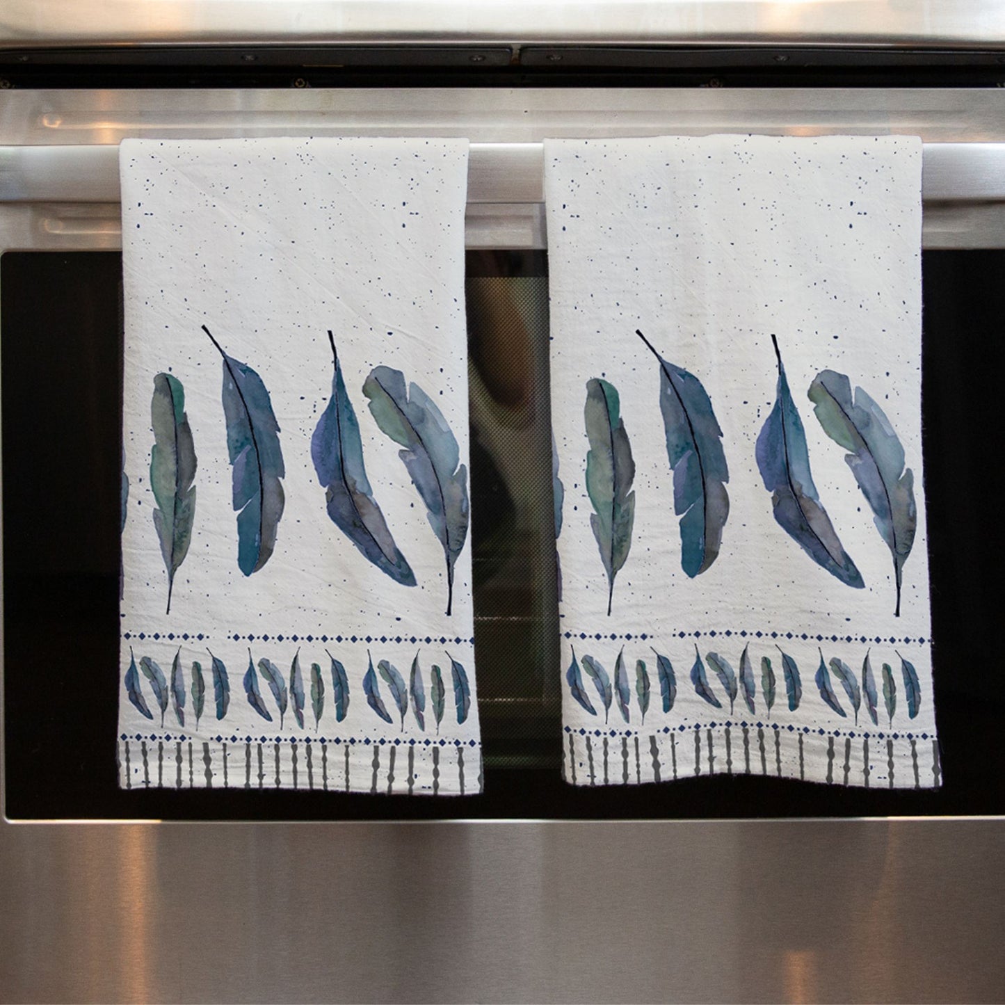 Feather Blue Tea Towel