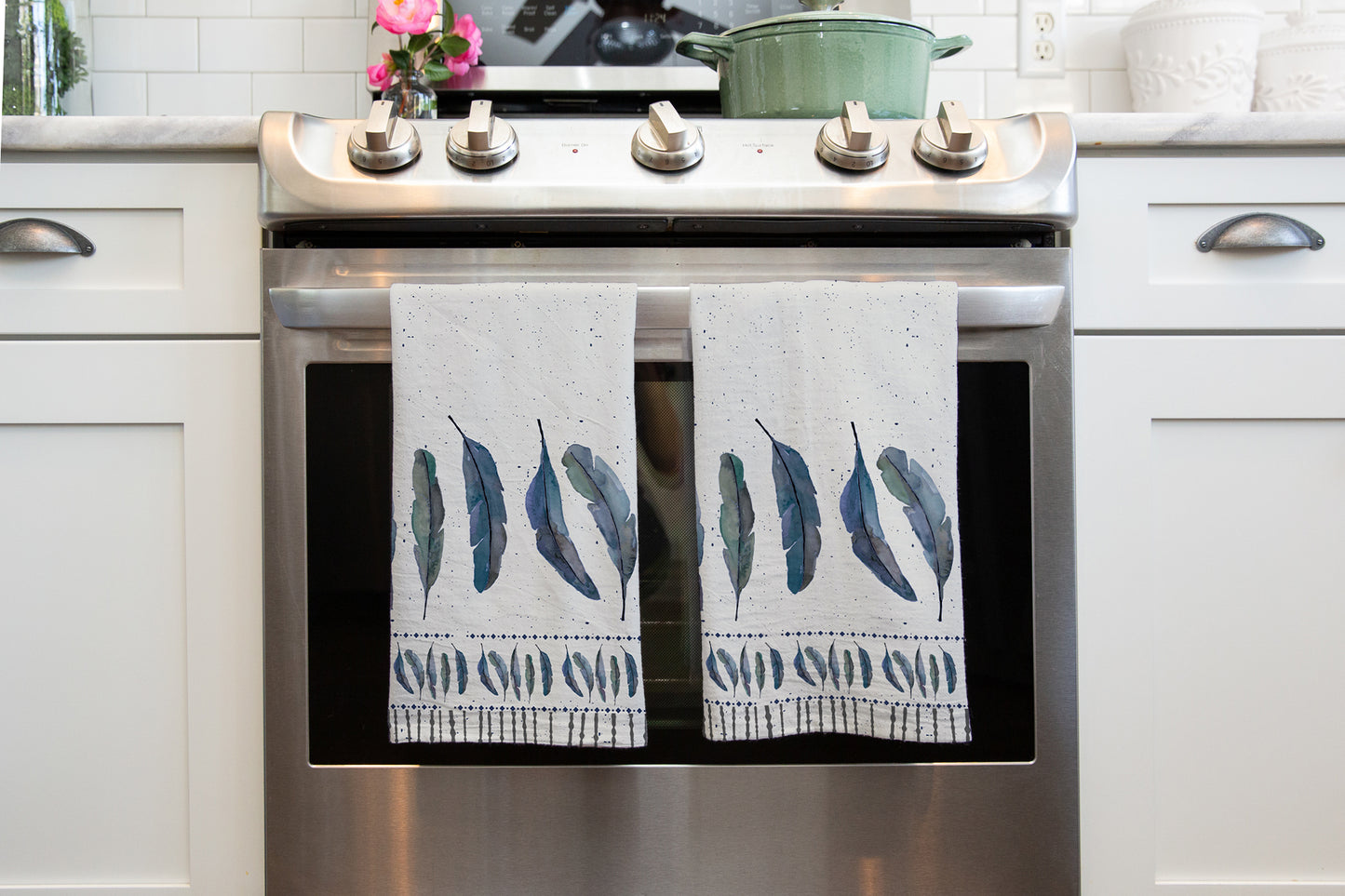 Feather Blue Tea Towel