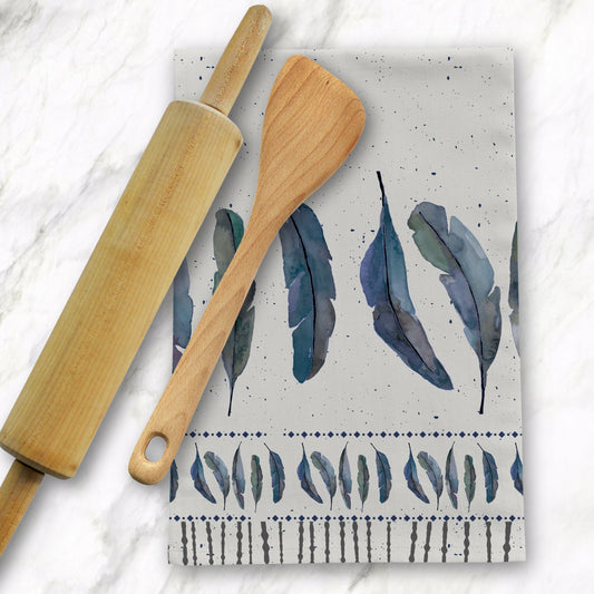 Feather Blue Tea Towel