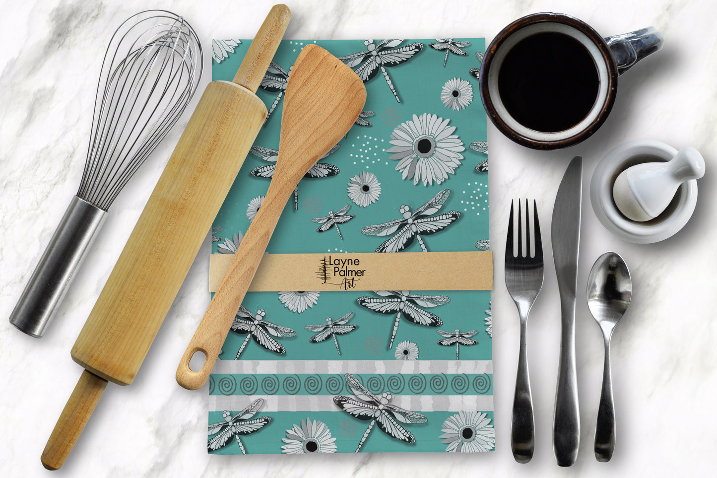 Dragonfly Aqua Tea Towel