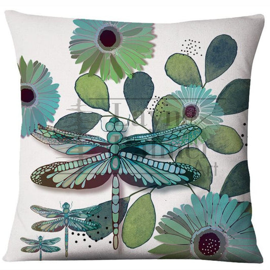Turquoise Dragonfly Pillow Cover