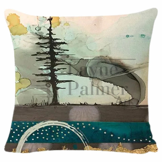 Gold Swoosh Tree Pillow Cover
