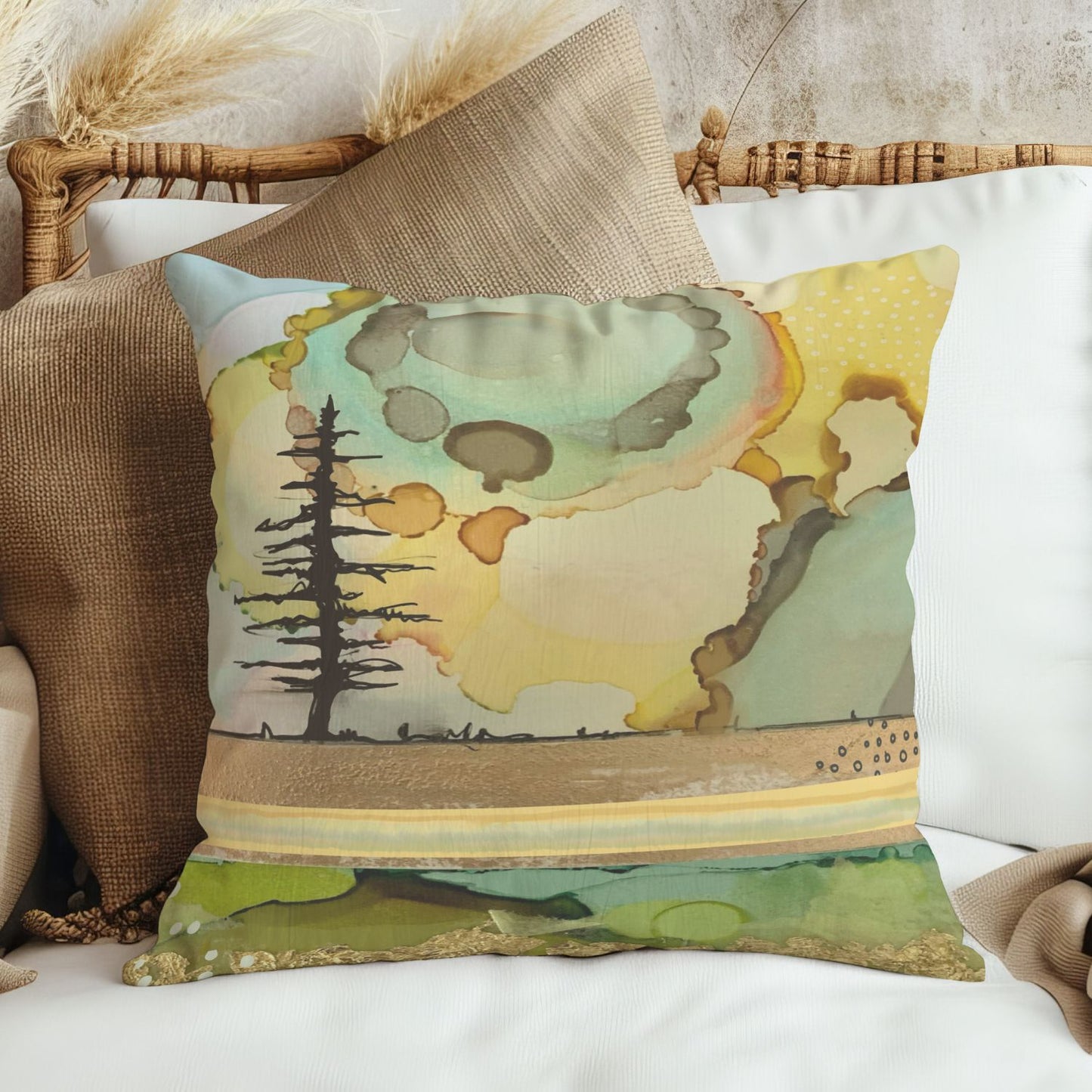 Yellow Burst Pillow Cover