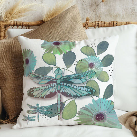 Turquoise Dragonfly Pillow Cover