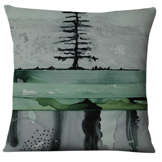 Nordic Green Tree Pillow Cover