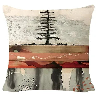 Red Spill Tree Pillow Cover