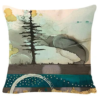 Gold Swoosh Tree Pillow Cover