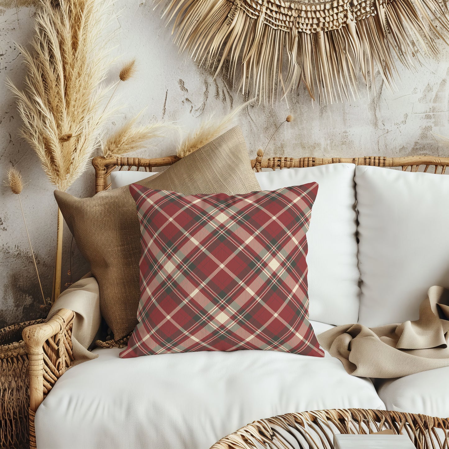 Joyful Plaid Pillow Cover