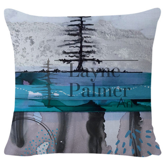 Blue Spill Tree Pillow Cover