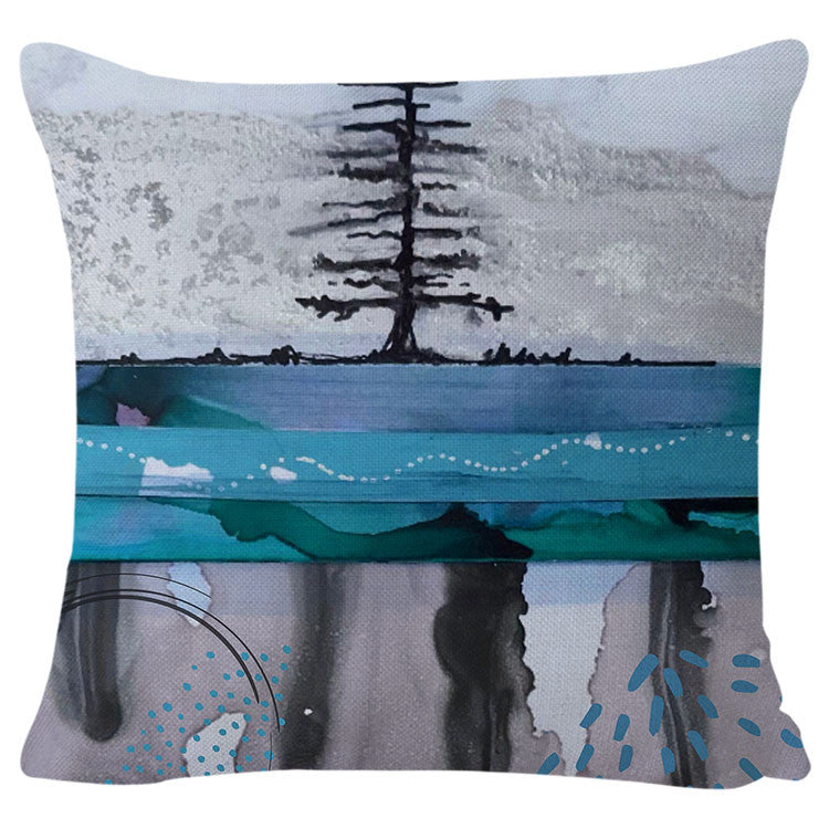 Blue Spill Tree Pillow Cover