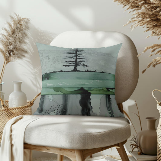 Nordic Green Tree Pillow Cover