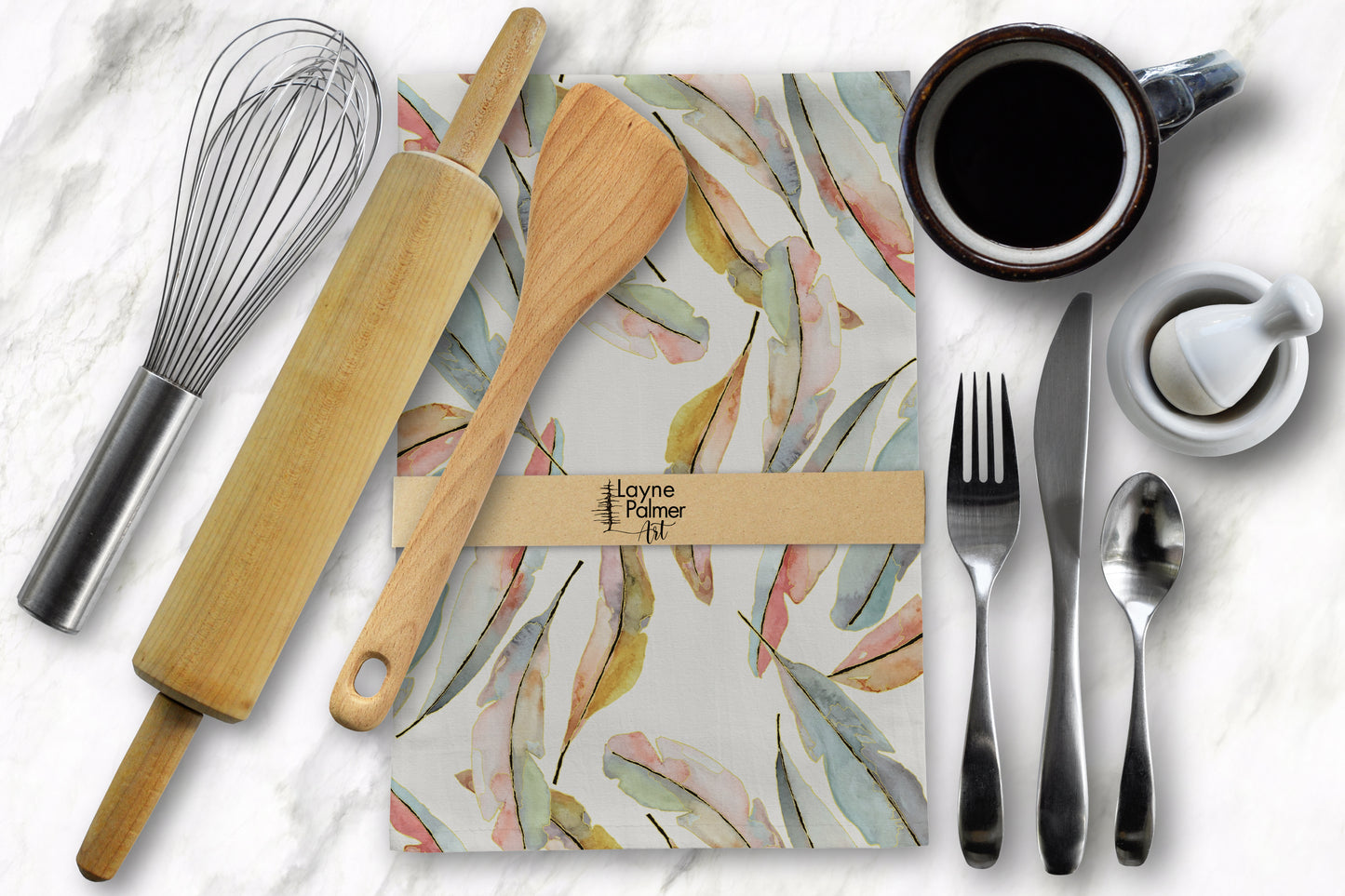 Feather Pastel Tea Towel